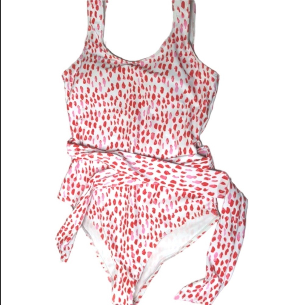 One piece swimsuit white and red